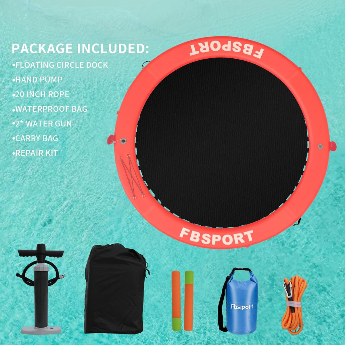 Inflatable Dock Floating Platform, 8ft Inflatable Water Hammock Floating Deck for Lake W/Cupholder, Round Floating Ring Float Ring, Pool Float Raft...