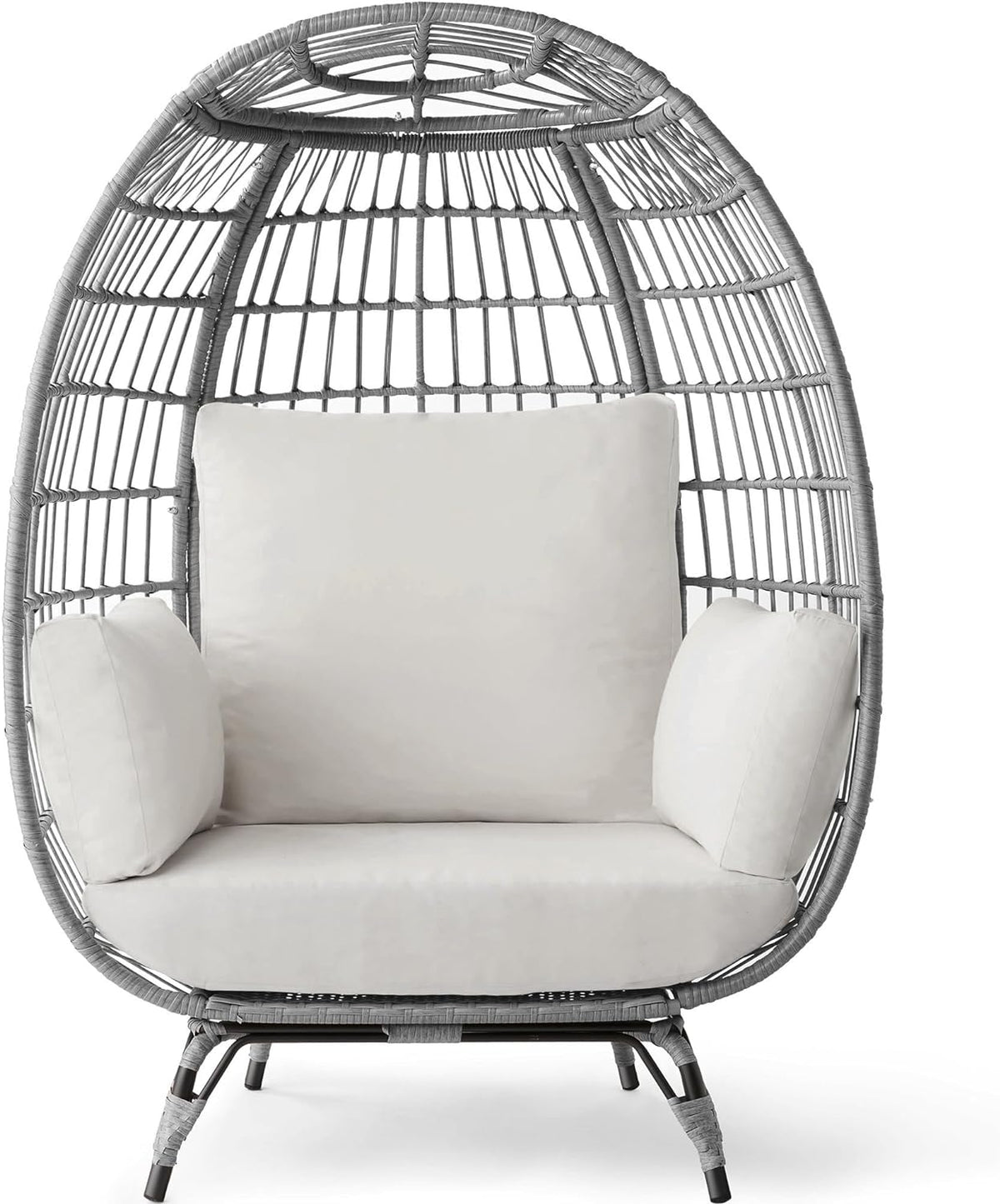 Best Choice Products Wicker Egg Chair, Oversized Indoor Outdoor Lounger for Patio, Backyard, Living Room w/ 4 Cushions, Steel Frame, 440lb Capacity...